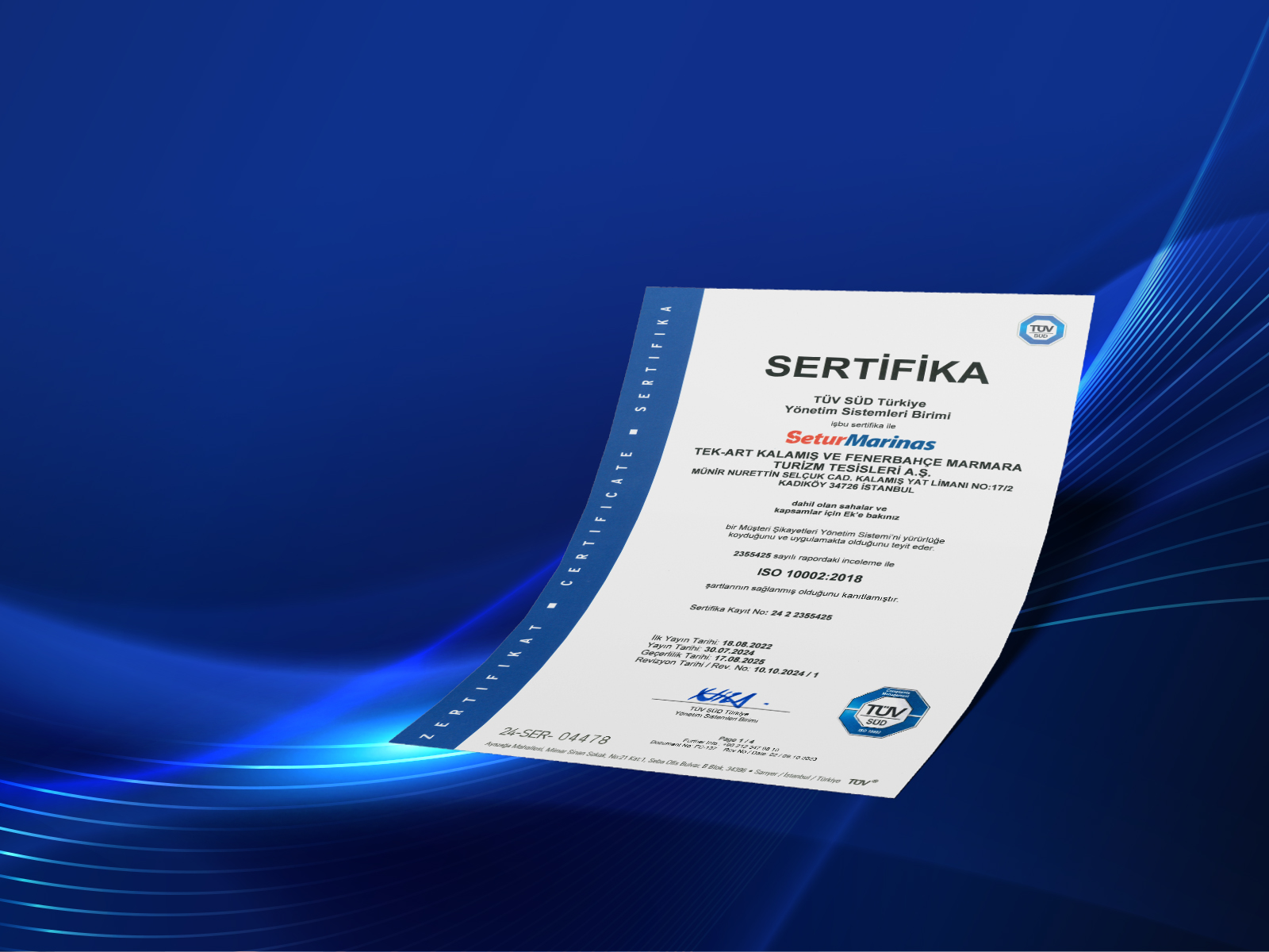 Our Success in Customer Satisfaction Has Been Certified Once Again